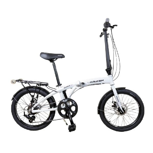 Bicicleta Plegable Raleigh Curve / Blanco / Cuadro de aluminio / Frenos a disco mecanico / 6Vel. / Rodado 20".