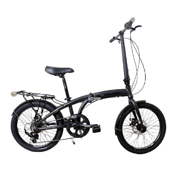 Bicicleta Plegable Raleigh Curve / Negro / Cuadro de aluminio / Frenos a disco mecanico / 6Vel. / Rodado 20".
