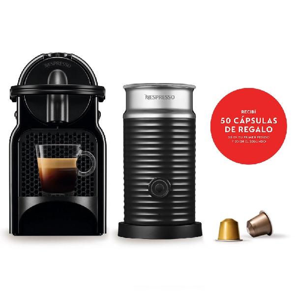 Cafetera Nespresso Inissia Mini D40-ar + Aeroccino 25 seg - Negro