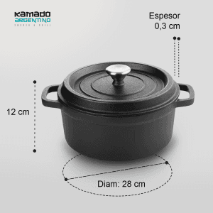 Cacerola con Tapa Hierro Fundido Kamado Argentino 28 cm